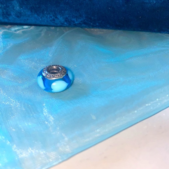 Authentic Pandora Blue Murano with Light Blue Hearts Bead - Picture 3 of 3